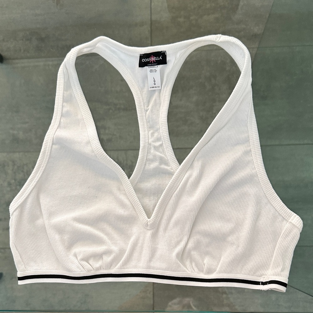 new COSABELLA ITALY RIBBED COTTON RACERBACK BRALETTE